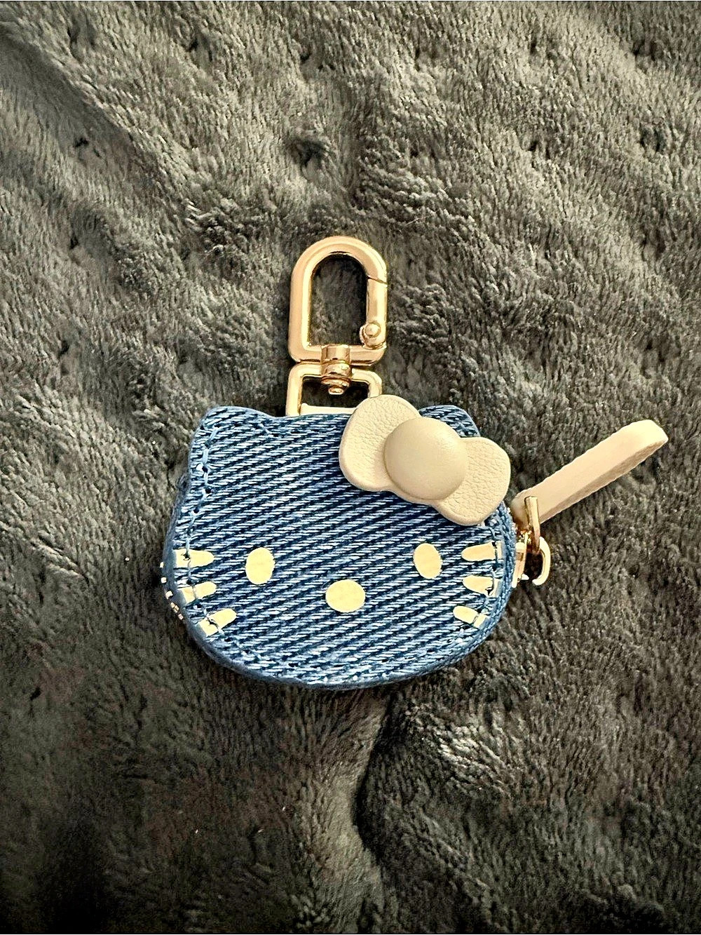 Hello Kitty Mini coin purse, keychain in Blue & Gold. NWOT